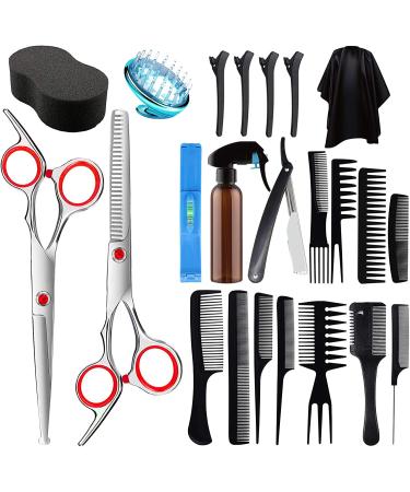 Hair Cutting Scissors Kit, SOFYE 24pcs Professional Stainless-Steel Thinning Shears Set for Home Baber Salon Women Men Kids Hairdressing Haircut