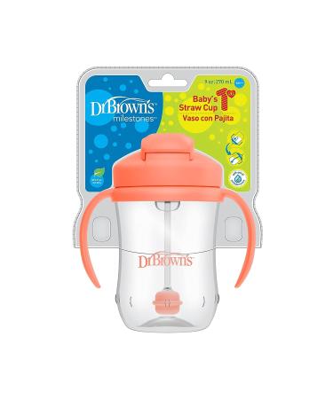 Dr. Brown's Milestones Baby's First Straw Cup Sippy Cup 6m+ Coral 9oz BPA Free - Buy Online on GoSupps.com