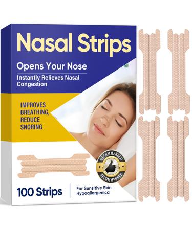 Nasal Strips for Snoring 100Pcs Nose Strips for Breathing Extra Strength Anti Snoring Solution to Stop Snoring and Relieve Nasal Congestion Enjoy a Comfortable Sleep