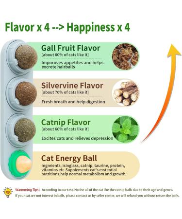 TOHDNC Catnip Ball for Cats Wall 4 Pack Catnip Toys Edible Kitty Toys Extra Cat Energy Ball for Cats Lick Healthy Kitten Teeth Cleaning Dental Chew Toys Grey - Buy Online on GoSupps.com