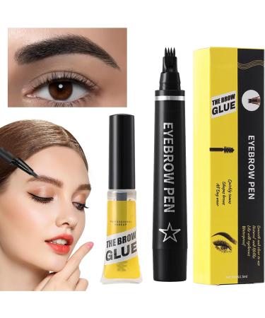  Dubbulon Eyebrow pencil eyebrow pencils for women long-lasting waterproof eyebrow pencil | 4-prong liquid eyebrow pencil with eyebrow gel natural-looking eyebrow pencils for - Buy Online on GoSupps.com