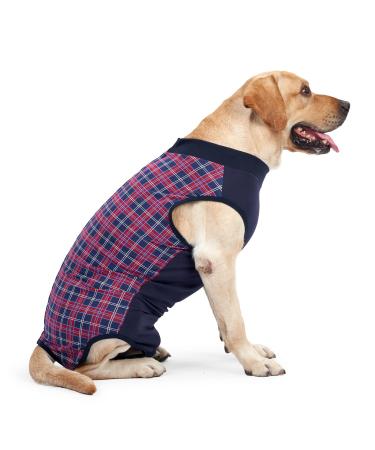 Heywean Hundebody after op castration wound protection suits for dogs professional pet recovery Suit Hund Medical Shirt Body Suit After the Operation Dog pet surge suit for dogs xxxl (pack with 1) Marine Plaid