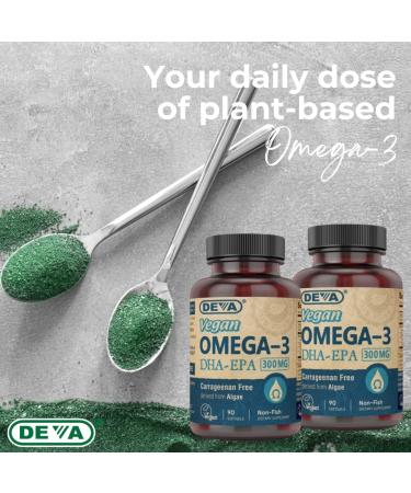 DEVA Vegan DHA-EPA Nutritional Supplement Non-Fish Derived from Algae 300 mg Potency 90 Vegetarian Softgels - Pack of 2 90 Softgels (Pack of 2) - Buy Online on GoSupps.com