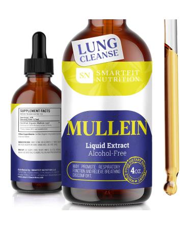 Mullein - Mullein Leaf Extract - Lung Cleanse - Mullein Drops - Organic Mullein Supplement for Respiratory System Support & Healthy Mucous Membranes - Verbascum Densiflorum for Quit Smoking Aid - 4 oz 4 Ounce (Pack of 1)