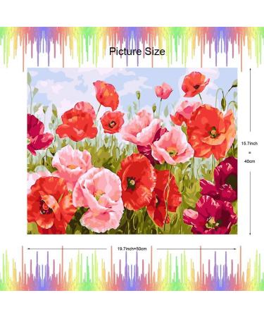 Poppy Flowers Paint by Numbers Kit | 16x20 Canvas for Adults & Kids | Includes Acrylic Paints & Brushes (BSC011) - Buy Online on GoSupps.com