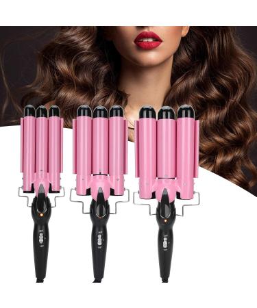 3 Barrel Curling Iron Wand - Adjustable Temperature Ceramic Hair Curler & Waver - 22mm Pink - International Shipping - Buy Online on GoSupps.com