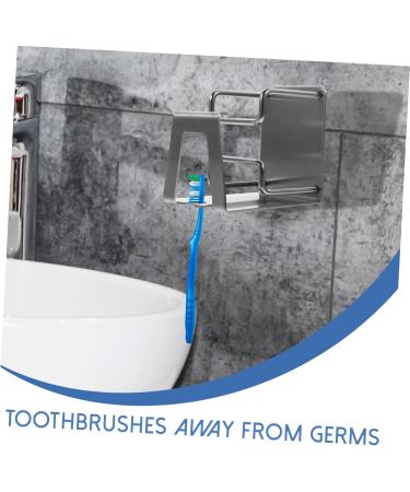 Cabilock 4-Piece Stainless Steel Toothbrush & Make-Up Brush Holder Set - Nail-Free Bathroom Organizers with Drainage | Silver - X7.2x5.5cm - Buy Online on GoSupps.com