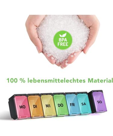 Buy Opret 7-Day Tablet Box - German Rainbow Pill Organizer & Weekly Medication Holder in Black - Buy Online on GoSupps.com