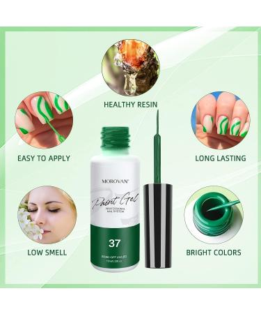 Morovan Gel Liner Nail Polish Set - 6 Colors Painted Gel Nail Polish Kit for Manicure - Green Gel Liner Nail Art Polish Set for Home and Salon - All Season Nail Art Kit - Buy Online on GoSupps.com