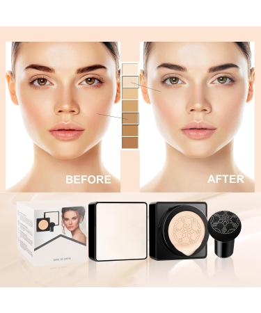 Mushroom Head Air Cushion CC Cream - Long-Lasting & Waterproof New Mushroom Head Screw Lid Concealer Makeup Base for All Skin Types Create Natural Face Makeup (Natural) - Buy Online on GoSupps.com