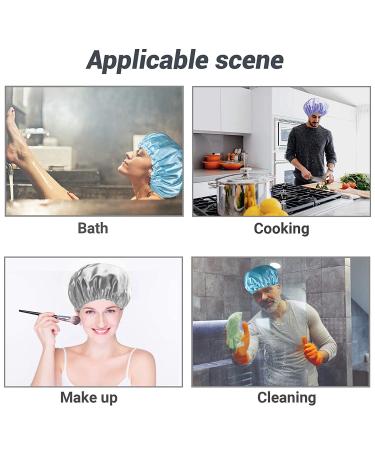 Smilco Reusable Waterproof Shower Caps for Women - 2 Pack EVA Hair Caps with Double Waterproof Layers for Hair Protection in Purple and Blue - Buy Online on GoSupps.com