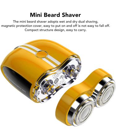 Electric Beard Trimmer Mini Electric Beard Shaver 10 300RPM Type C Charging Wet and Dry Dual Use for Travel (Yellow) - Buy Online on GoSupps.com