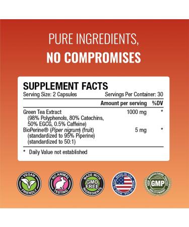 Approved Science MetaboBurn - Metabolic Support - Green Tea and BioPerine - 60 Vegan Capsules - High-Potency Extract - 50% EGCG - Non-GMO, Soy-Free, Allergen-Free - 60 Capsules (Pack of 1) 60 Count (Pack of 1) - Buy Online on GoSupps.com