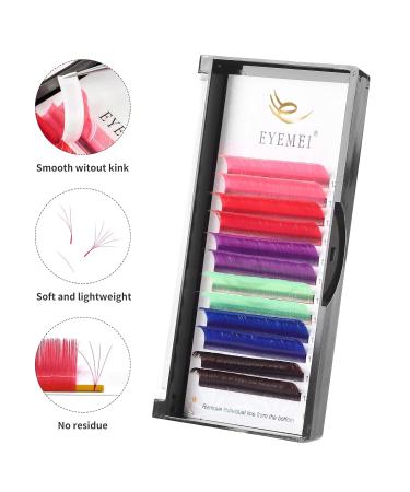 Shop Colored Lash Extensions | Easy Fan Volume Lashes 0.07 D 14mm in Pink Red Purple Blue Green & Dark Brown - Self Fanning Options Available - Buy Online on GoSupps.com