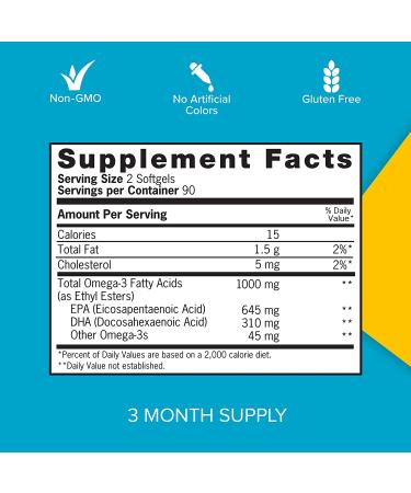 Qunol Omega 3 Mini Softgels 1000mg - Heart Health Support - Lemon Flavor - 3 Month Supply - 180 Count - Buy Online on GoSupps.com