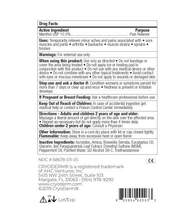 CryoDerm 4 oz Cold Therapy Spray - Fast Pain Relief - Buy Online on GoSupps.com