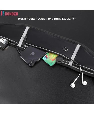 Ronoza Passel Waterproof Sports Belly Pocket for Cell Phones Adjustable with Headphone Connection Night Reflex Band Ideal for Jogging Fitness Hiking & Cycling (Black) - Buy Online on GoSupps.com