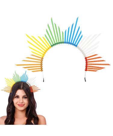 Flayem Carnival Hairhoop Colorful Tie Headband Rainbow Hair Hoop Party Festival Costume Hair Accessories for Women and Girls