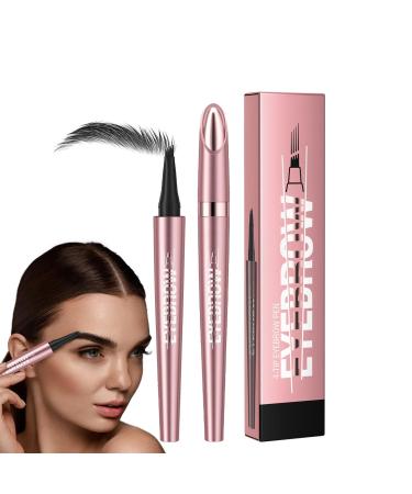 2024 New Eyebrow Microblading Pen 3D Waterproof Microblading Eyebrow Pencil Magic Eyebrow Pencil With 4 Fork Tip Eyebrow Pencil Contouring Pen Long-Lasting Natural Eyeliner Black