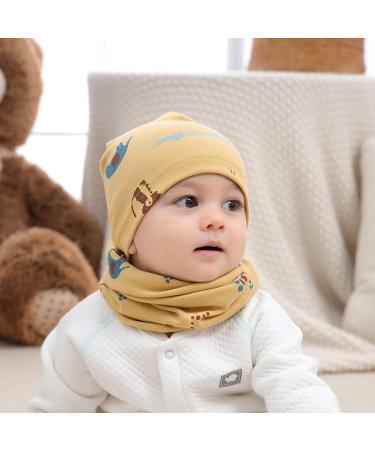 VUCDXOP Baby Cotton Hat Scarf Set for 0-6 Months | Beanie Hats + Tube Scarf | Winter Boys Girls Neckerchief Set | Color#3 - Buy Online on GoSupps.com