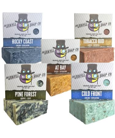 DR. JEKYLL Bar Soap for Men 5 Pack - Quality Men's Bar Soap Masculine Scent No Harmful Chemicals - Aloe Vera and Jojoba Oil - Natural and Organic Ingredients Formulated & Handcrafted in the USA - Variety Pack 6 oz E...