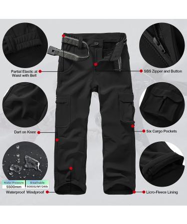 Asfixiado Kids Waterproof Snow Pants | Fleece Lined Insulated Ski Pants - X-Large 1 (Black) - Buy Online on GoSupps.com