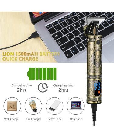 Uraqt Haircutor: Professional Men's Hair Trimmer & Beard Trimmer with LED Display - Precision Cutting USB Charging Bronze Finish - Buy Online on GoSupps.com