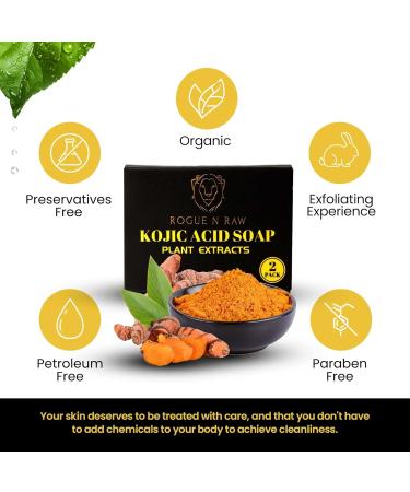 Kojic Acid Soap & Pure Turmeric Bar - Brightening Lavender Soap with Vitamin C & E 2 Pack - All Skin Types 100G - Buy Online on GoSupps.com