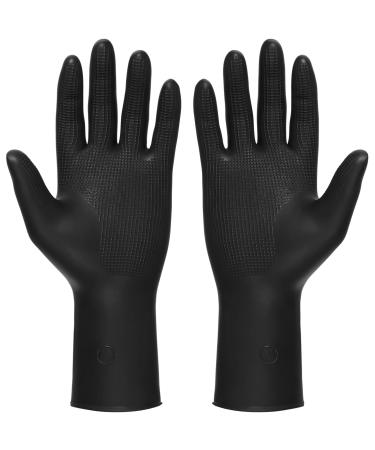 SOLUSTRE 3 Pairs Hair Dye Gloves Black Salon Hair Color Dye Gloves Shampoo Gloves Anti-slip Waterproof Hand Protectors Rubber Gloves for Hairdressing - Size M M (Pack of 3)