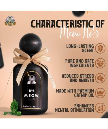 The Knittens Meow No5 Catnip Spray for Indoor Cats - Liquid Catnip Spray Bottle for Feline Fun & Comfort - Essential Oil Catnip Better for Sensory Stimulation & Environment - Black Bottle - 350g - Buy Online on GoSupps.com