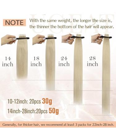 Ugeat 60cm Real Hair Tape Extensions - Blonde Invisible Adhesive 20 Pieces 50g - #60 - Buy Online on GoSupps.com