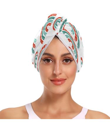 Creative Doodle Rainbow Dry Hair Cap Set | 2 Piece Quick Drying Towel & Button Headband - Super Absorbent Soft & Comfortable - Buy Online on GoSupps.com