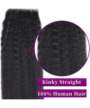 Brazilian Virgin Kinky Straight 4x4 Lace Closure 9A Grade Yaki Straight Human Hair 4x4 Transparent Lace closure Free Part Natural Black Color (10Inch kinky straight closure) 10Inch/KS 4X4 Kinky Straight Closure - Buy Online on GoSupps.com