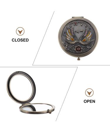 Lurrose Vintage Foldable Mini Makeup Mirror - Portable Metal Round Dual Sided Vanity Mirror for Women - Compact Travel Accessory - Buy Online on GoSupps.com