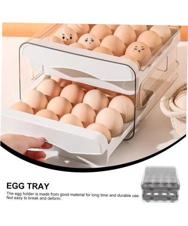 Generic Egg Storage Box Fridge Drawers Egg Tray for Home Wear-resistant Egg Drawer Organizer With Cover Grey 21.5x22.5x14cm - Buy Online on GoSupps.com