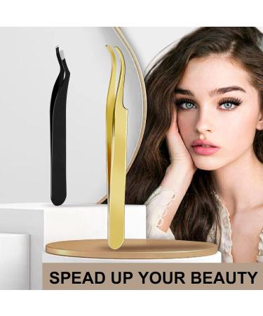 Eyelash Applicator - Rust-Free Eyelash Tweezers for Easy Application | Golden Eyelash Pliers with Brush - 1 PC for Artificial Eyelashes - Buy Online on GoSupps.com