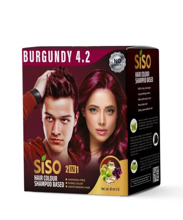 Buy Siso Permanent Hair Colour 40ml Burgundy 4.2 - No Bleaching No Ammonia | Moisturizing & Long Lasting | Salon Quality Hair Dye for Men & Women - Pack of 10 - Buy Online on GoSupps.com
