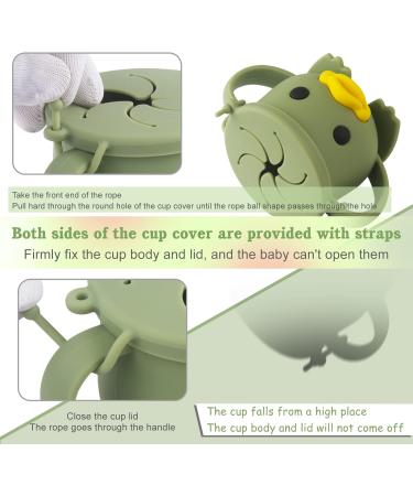 Qshare Silicone Baby Snack Cup - Non Spill Toddler Snack Catcher with Lid for Finger Food - Sage Green, BPA Free & Portable - Buy Online on GoSupps.com