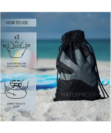 Geckobrands Drawstring Waterproof Backpack - Navy/Neon Green - Ideal for Hiking & Water Activities - Buy Online on GoSupps.com