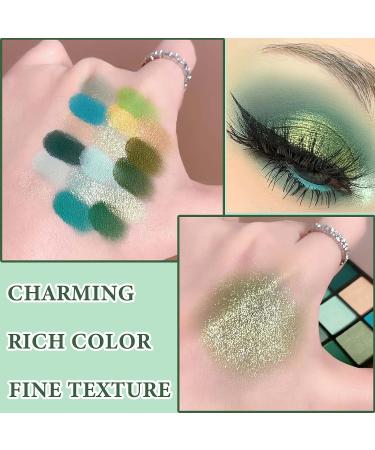 Highly Pigmented Green Glitter Eyeshadow Palette - 16 Colors | Long Lasting & Waterproof Eye Makeup Palette by WENJLYJ - Buy Online on GoSupps.com