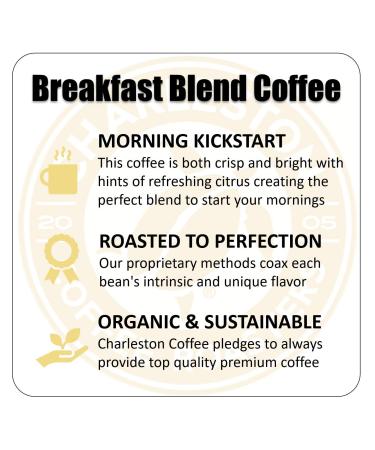 Charleston Coffee Roasters Organic Whole Bean Breakfast Blend - 12oz Premium Slow Roast - Buy Online on GoSupps.com