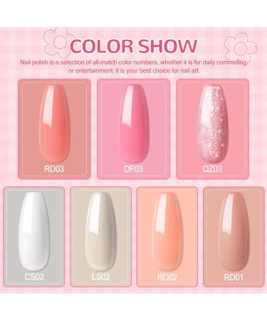 PEACECOLOR 7ML Nail Gel Polish Set 7Pcs with Top and Base Coat Matte Top Coat Kit Gel Nail Polish Starter Kit Glitter Gel Polish Soak Off Nail Base Coat Glossy Matte Top Coat for Women DIY Nail Art XA45 - Buy Online on GoSupps.com