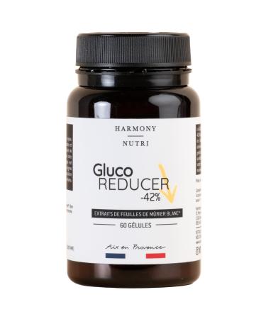 Gluco Reducer 60 Capsules - White Murier Leaf Extract Acacia Fiber Chromium for Blood Glucose and Metabolism - Alternative Apple Cider Vinegar Konjac - Made in France Harmony Nutri
