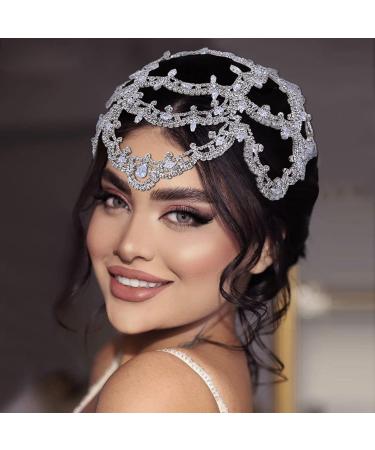 amangul Wedding Headbands Head Chain Jewelry Fashion Headpiece Costume Bridal Rhinestones Hair Accessories for Women Girls(Silver) - Buy Online on GoSupps.com