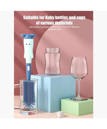 FUZVOL 3 in 1 Baby Bottle Brush Set - Silicone Bottle Cleaner with Stand (Blue) - Buy Online on GoSupps.com