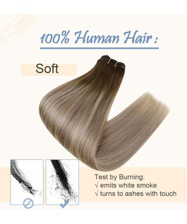 Easyouth Balayage Human Hair Weft Extensions 18 Inch Brown Blonde Ombre Sew in - 100g 3-Weft #3/8/22 - Buy Online on GoSupps.com