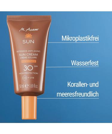 M. Asam Sun Intensive Anti-Aging Sunscreen Face LSF 30 | UVA & UVB Protection | Aloe Vera & Coconut Water | 50ml - Buy Online on GoSupps.com