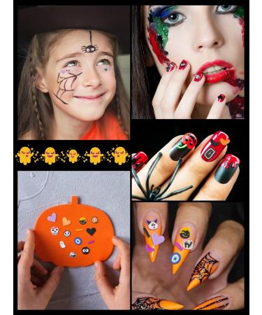 Halloween Nail Art Sequins - Kalolary 3D Skull Spider Pumpkin Bat & Ghost Polymer Clay Slices for Acrylic Nails Decor (3 Boxes - Buy Online on GoSupps.com