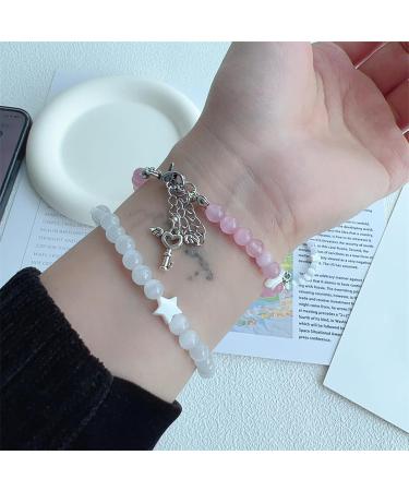 Oralgo Cat Eye-Stone Pearl Bracelets | Natural Opal Adjustable Wrist Chain | Fashionable Yoga Jewelry & Lucky Charms for Women - Buy Online on GoSupps.com