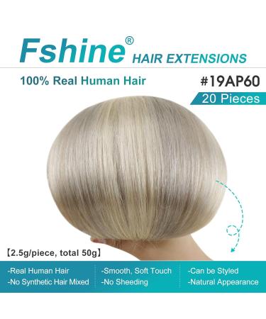 FSHINE Tape-in Hair Extensions | Real Blond 45cm 50g | Gray Blonde & Platinum Highlight | Remy Straight Extensions | 20 Pieces #19AP60 - Buy Online on GoSupps.com